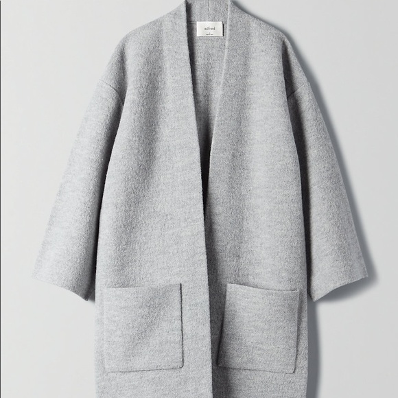 NWOT Aritzia Wilfred grey 100% wool cardigan